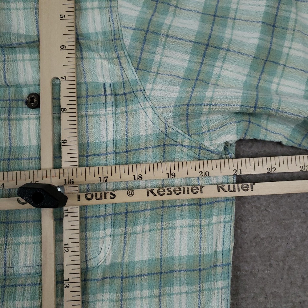 Patagonia Shirt Mens Medium Green Plaid Short Sleeve Organic Cotton Pockets - Picture 3 of 10